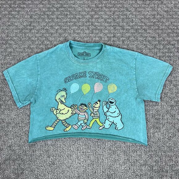 Urban Outfitters Sesame Street Shirt Womens Small Crewneck Graphic Cropped Green - Picture 1 of 9